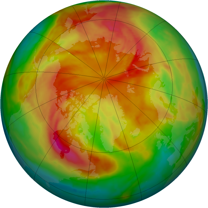 Arctic ozone map for 13 March 2009
